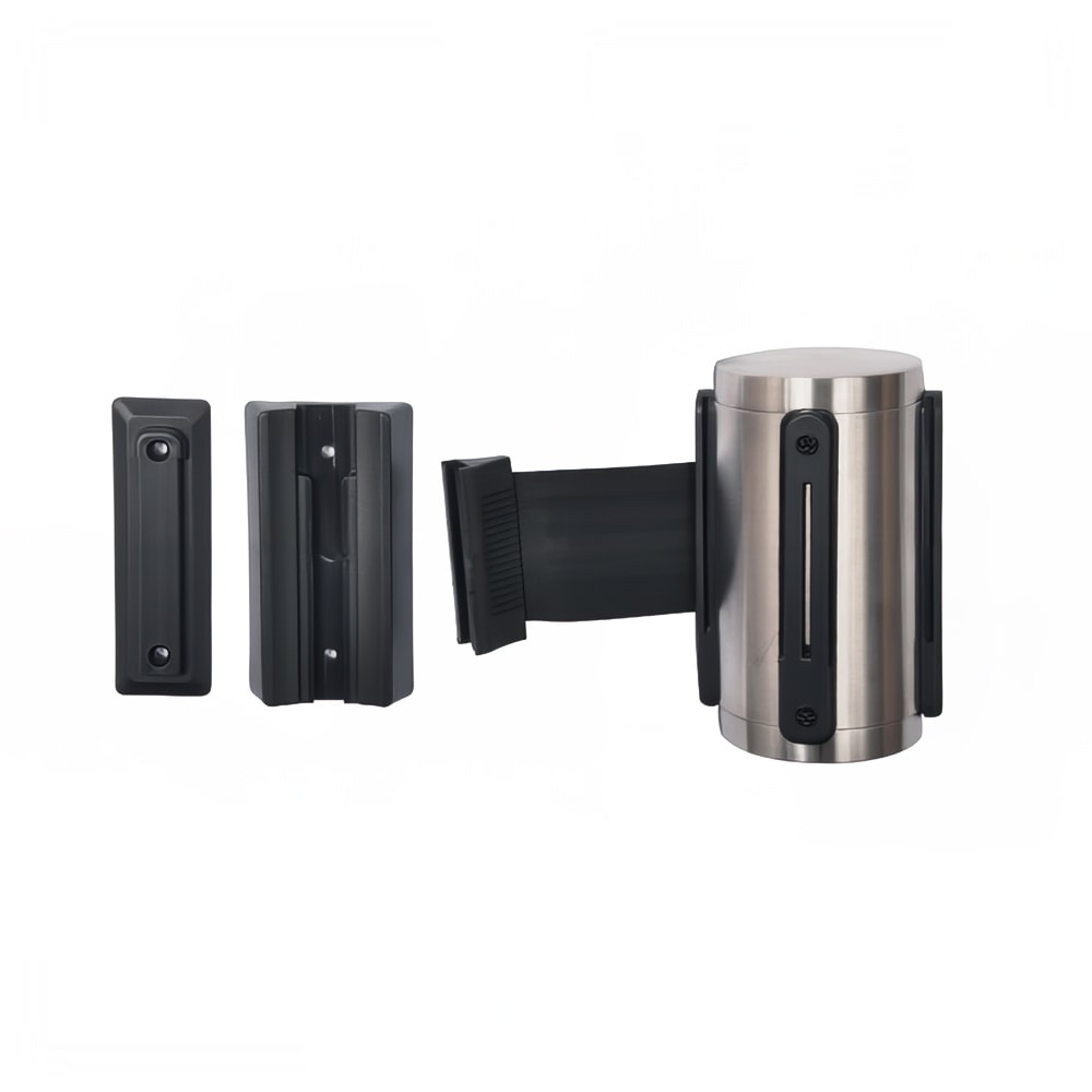 CSL Wall Mount Unit w/ 9 1/2 ft Black Belt, Brushed Stainless (5515SS-BLK)