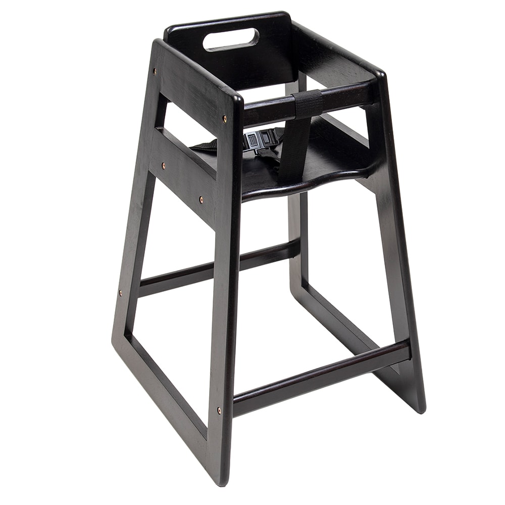 CSL 27" Wood Stackable High Chair w/ Waist Strap - Rubberwood, Black (900BL)