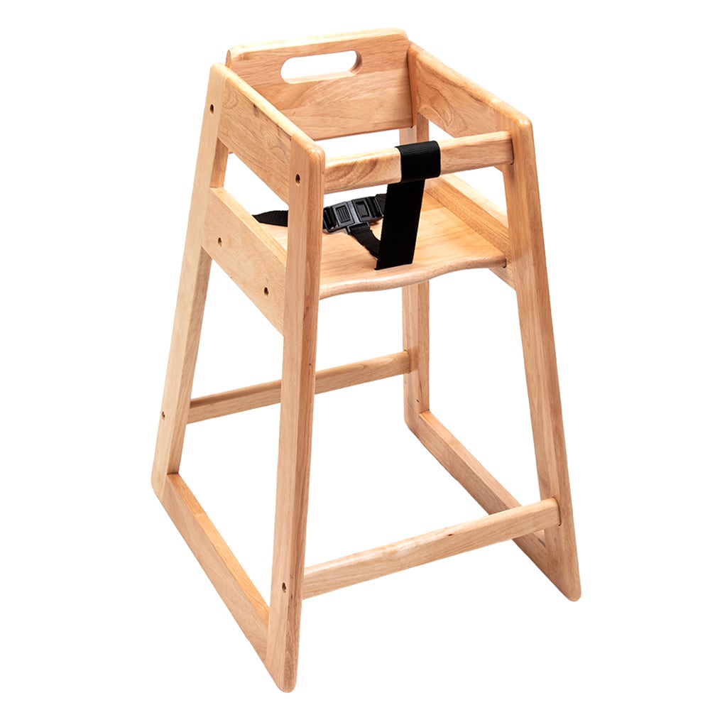 CSL 27" Stackable Wood High Chair w/ Waist Strap - Rubberwood, Light (900LT-KD)