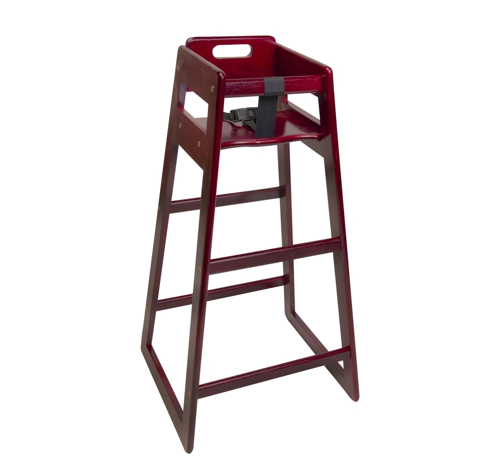 CSL 39 1/2" Pub Height Wood High Chair w/ Waist Strap, Mahogany (910MH)