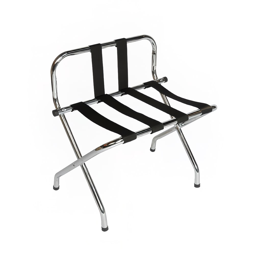 CSL Metal Luggage Rack w/ 2 1/4" Black Poly Straps - 24 1/4"W x 16"D x 26 1/2"H, Zinc (S1055B-C-BL)