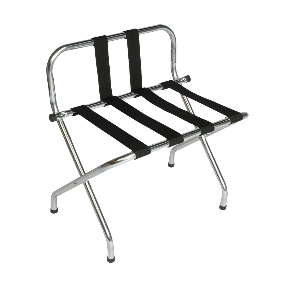 CSL Metal Luggage Rack w/ 2 1/4" Black Poly Straps - 24 1/4"W x 16"D x 26 1/2"H, Zinc (S1055B-C-BL-1)