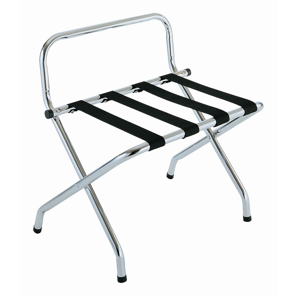 CSL Metal Luggage Rack w/ 2 1/4" Black Poly Straps - 24 1/4"W x 16"D x 26 1/2"H, Zinc (S1055C-BL-1)