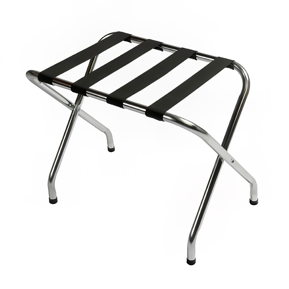 CSL Metal Luggage Rack w/ 2 1/4" Black Poly Straps - 26"W x 16 1/2"D x 20"H, Zinc (S155C-BL)