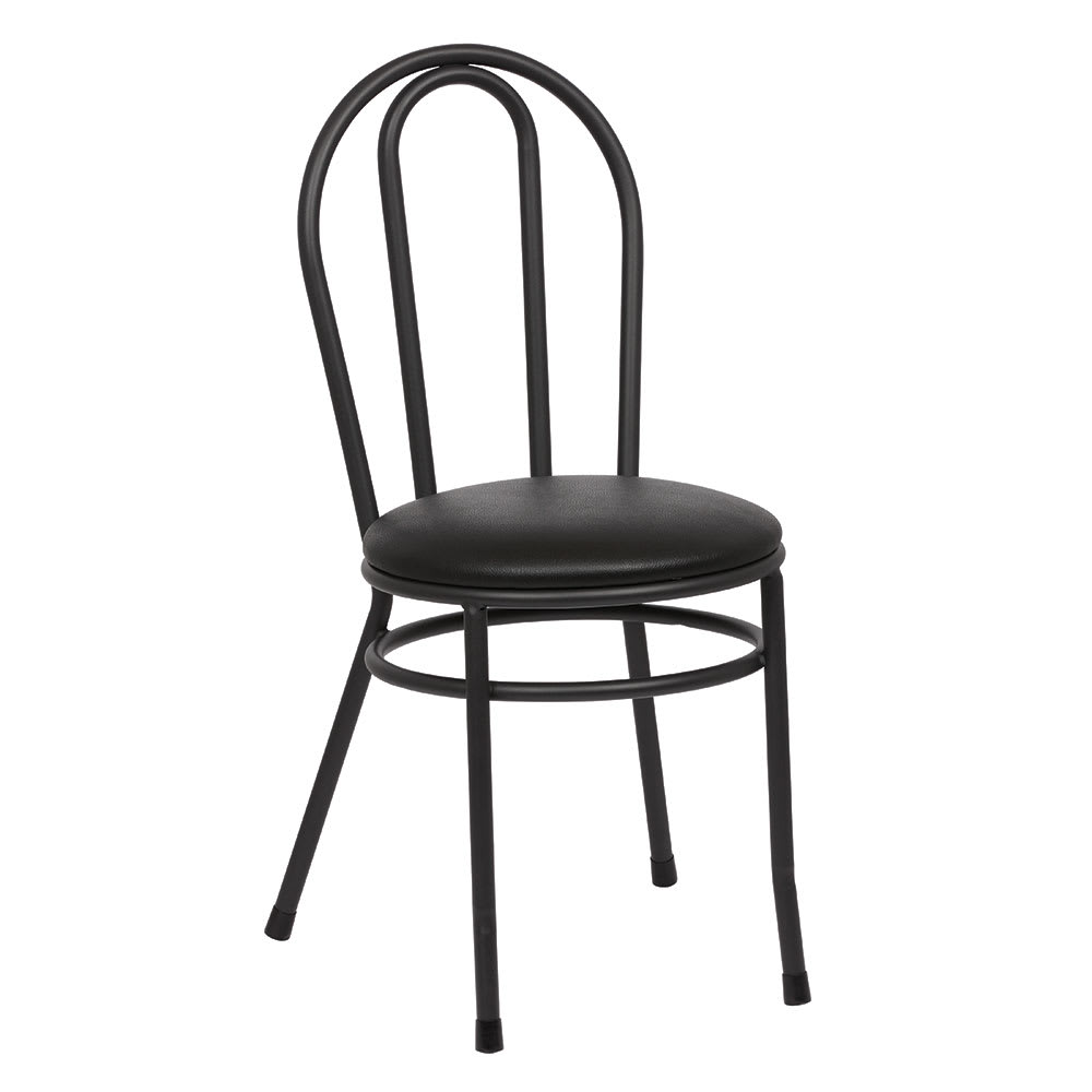 Royal Industries Bistro Chair w/ Hairpin Back & Black Vinyl Seat - Steel Frame, Black (ROY 717 B)