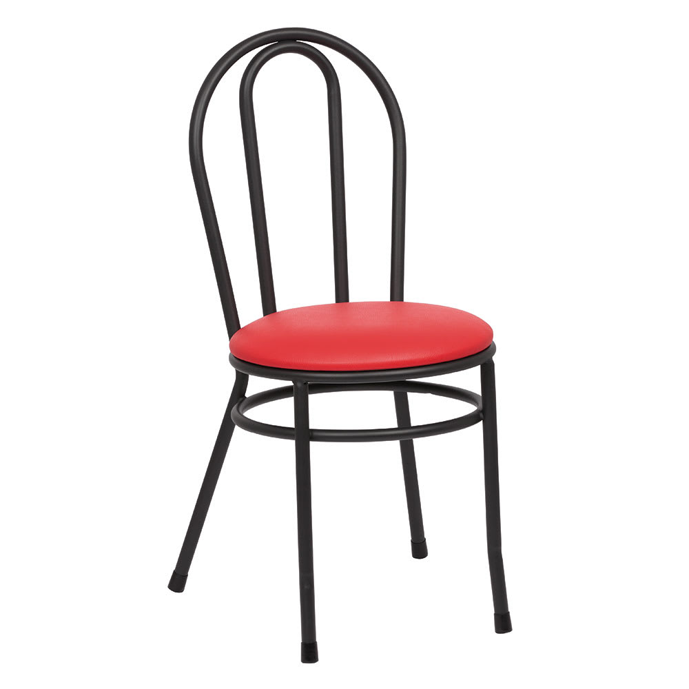 Royal Industries Bistro Chair w/ Hairpin Back & Red Vinyl Seat - Steel Frame, Black (ROY 717 R)