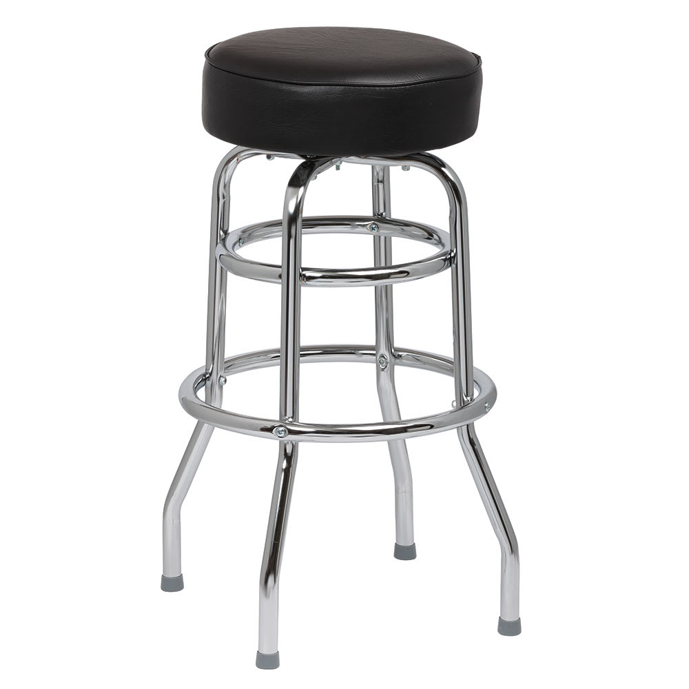 Royal Industries Backless Bar Stool w/ Black Vinyl Seat, Chrome (ROY 7712 B)