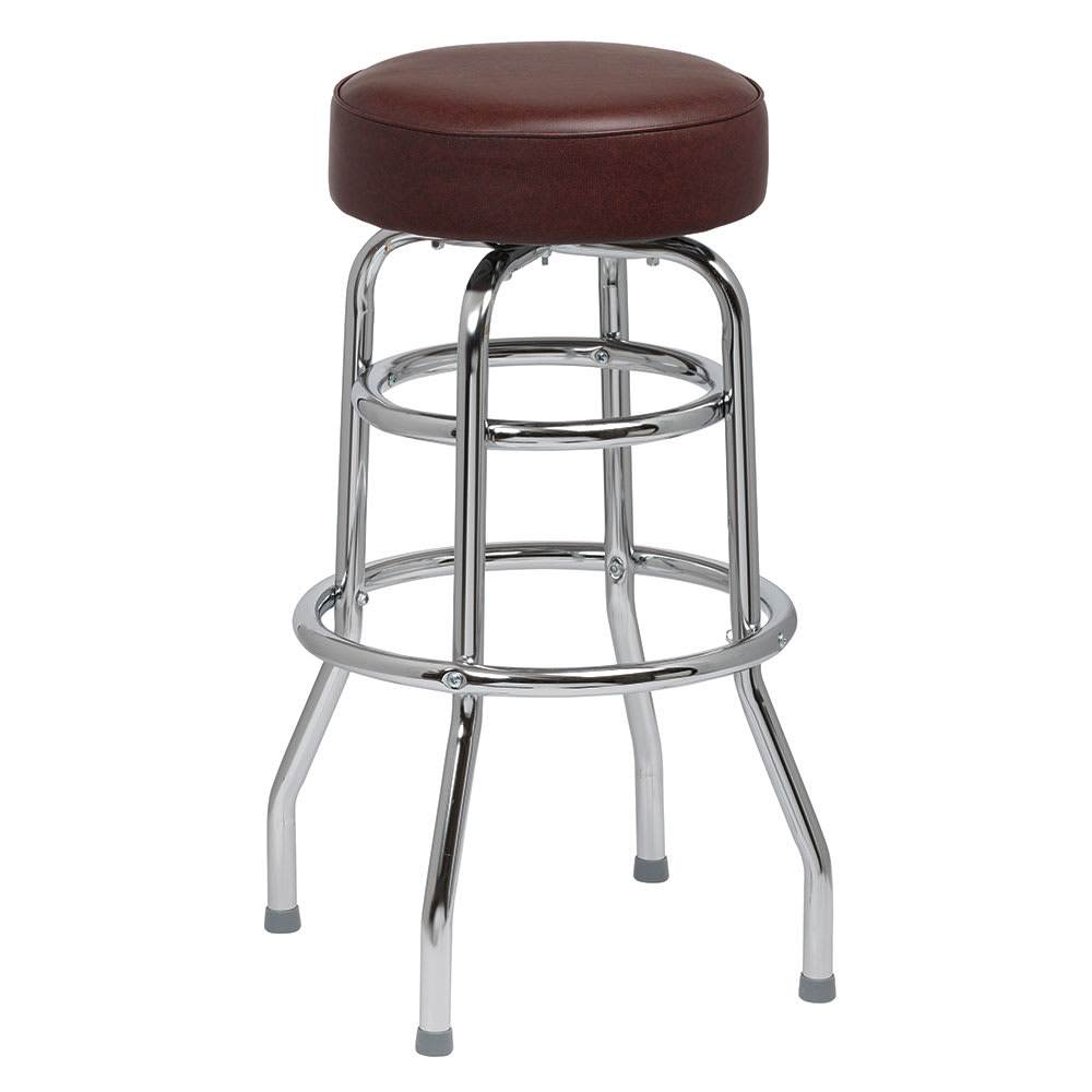Royal Industries Backless Bar Stool w/ Brown Vinyl Seat, Chrome (ROY 7712 BRN)