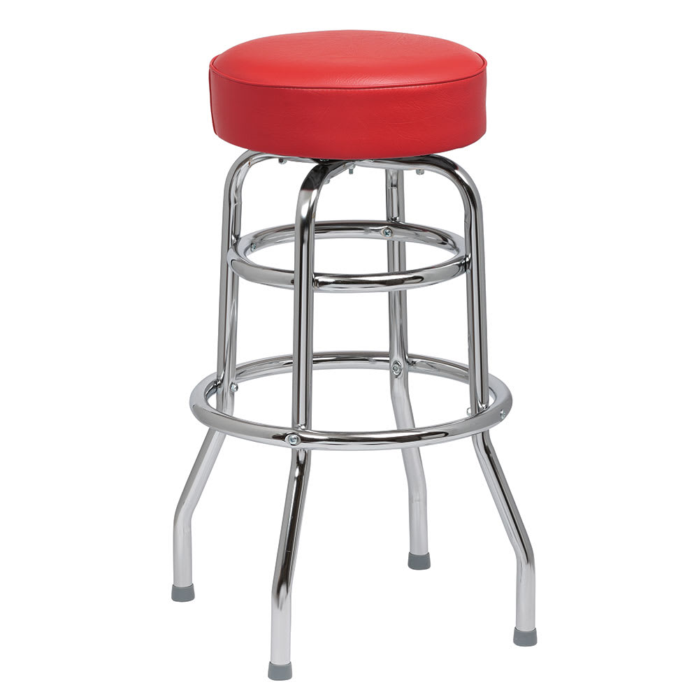 Royal Industries Backless Bar Stool w/ Red Vinyl Seat, Chrome (ROY 7712 R)