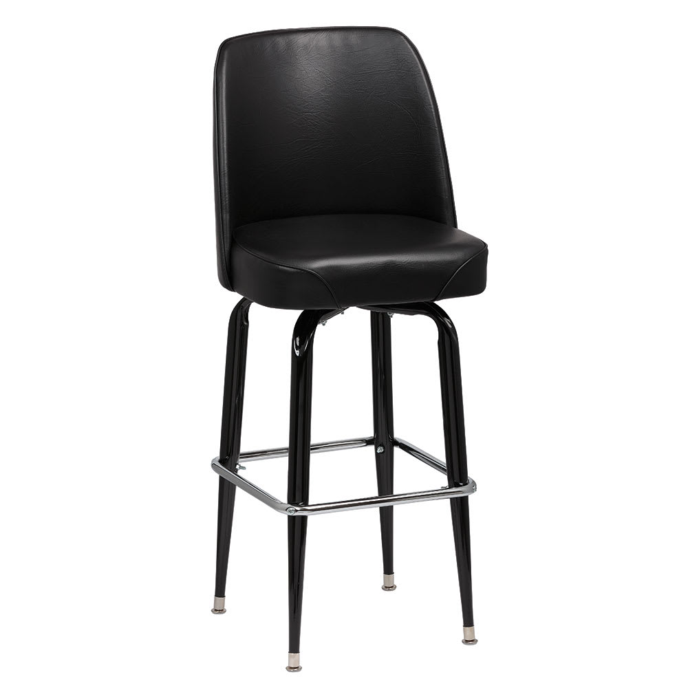 Royal Industries Bar Stool w/ Solid Back & Black Vinyl Bucket Seat, Black (ROY 7714 B)