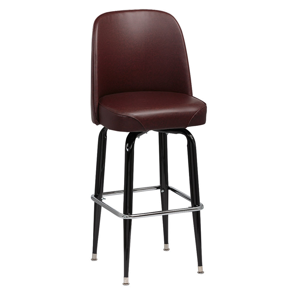 Royal Industries Bar Stool w/ Solid Back & Brown Vinyl Bucket Seat, Black (ROY 7714 BRN)