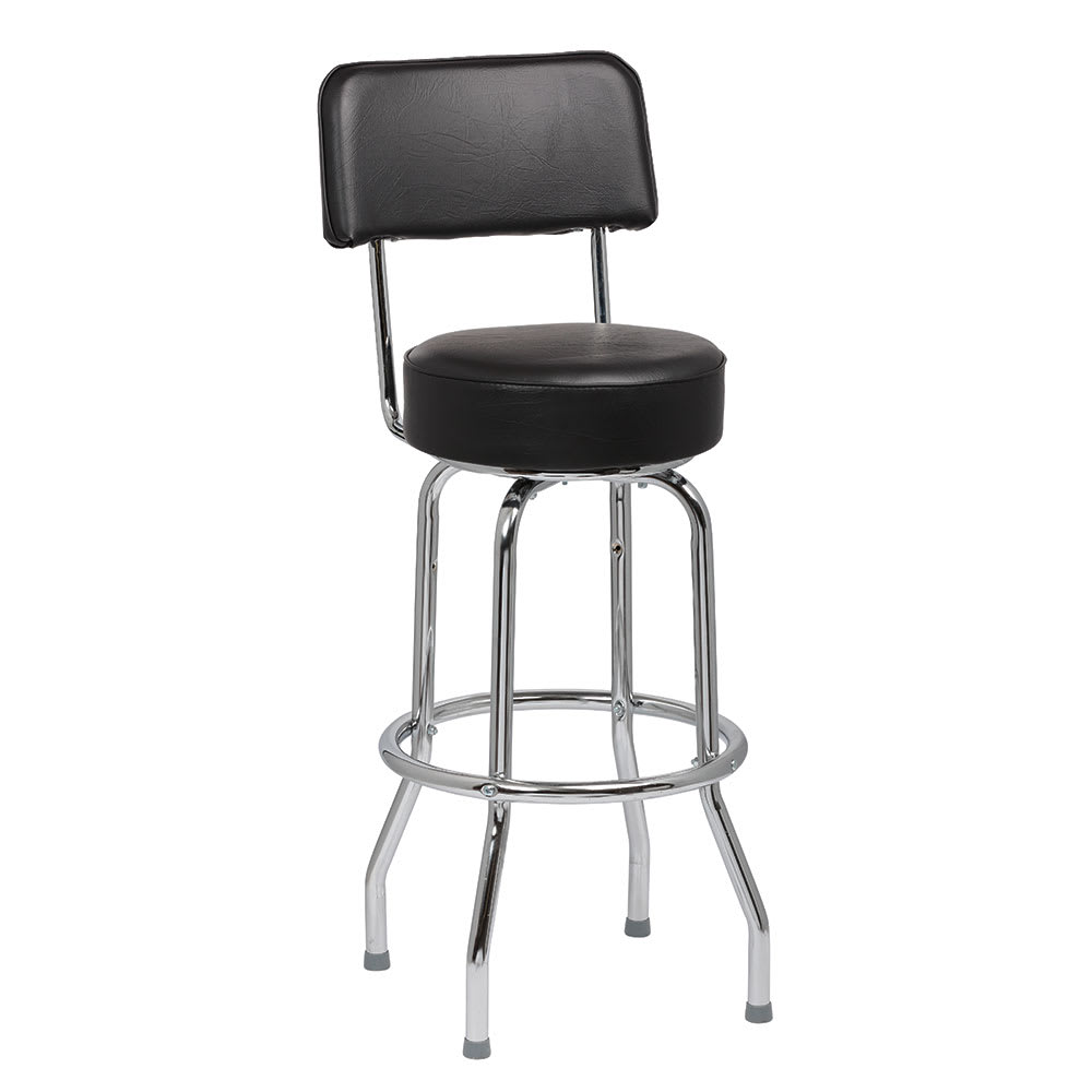Royal Industries Bar Stool w/ Open Back & Black Vinyl Seat, Chrome (ROY 7715 B)