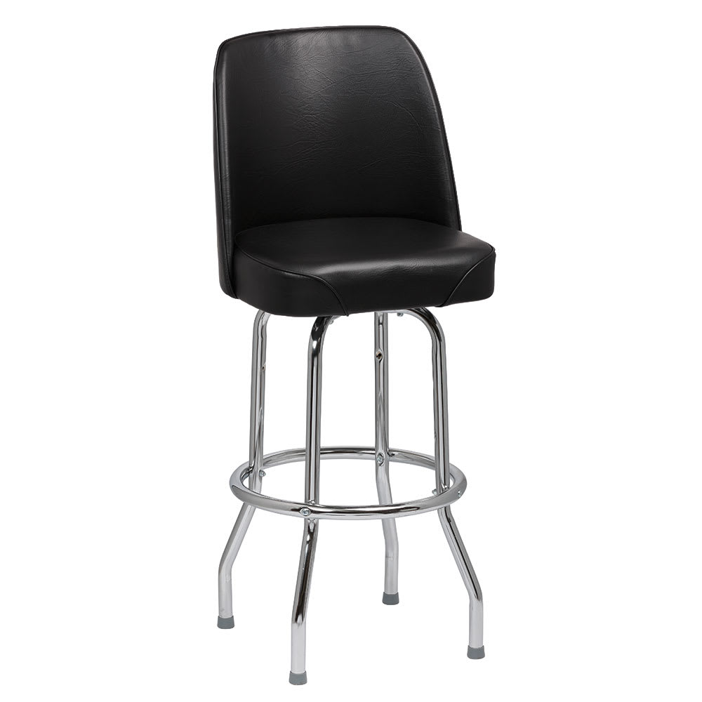 Royal Industries Bar Stool w/ Solid Back & Black Vinyl Bucket Seat, Chrome (ROY 7721 B)