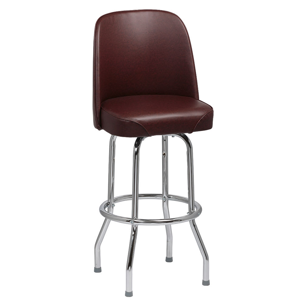 Royal Industries Bar Stool w/ Solid Back & Brown Vinyl Bucket Seat, Chrome (ROY 7721 BRN)