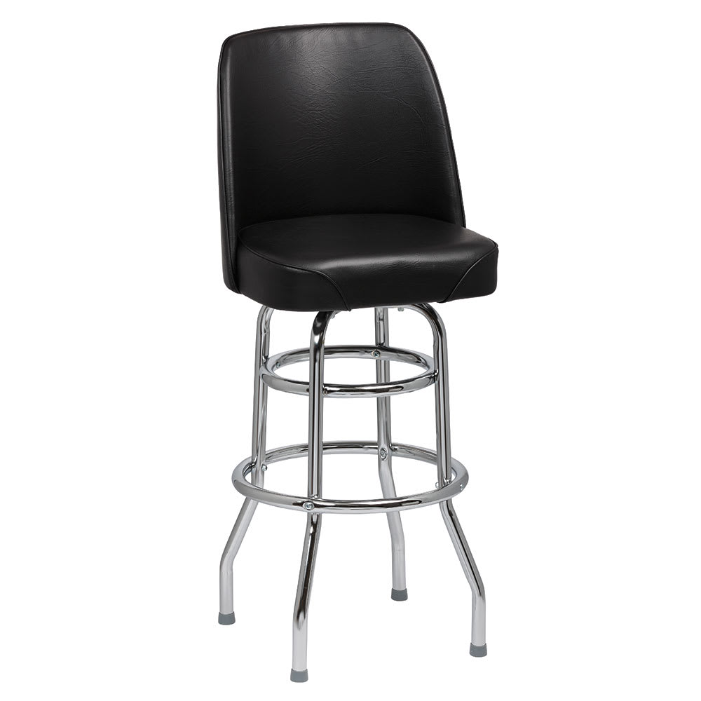 Royal Industries Bar Stool w/ Solid Back & Black Vinyl Bucket Seat, Chrome (ROY 7722 B)