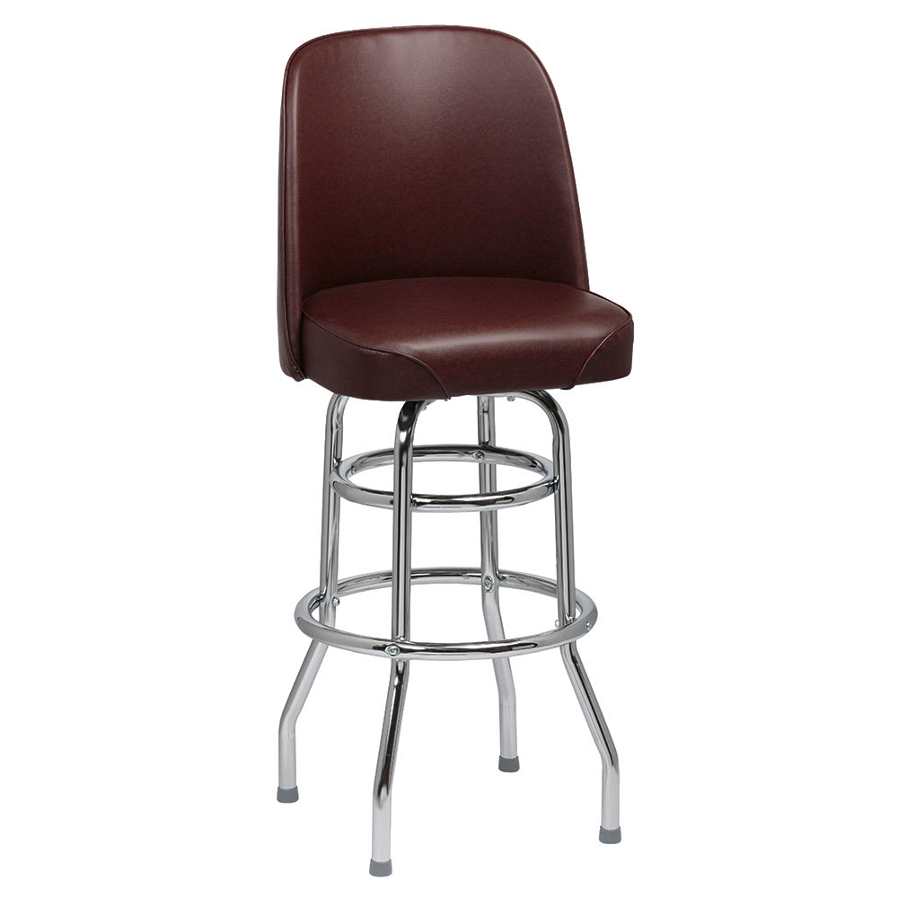 Royal Industries Bar Stool w/ Solid Back & Brown Vinyl Bucket Seat, Chrome (ROY 7722 BRN)