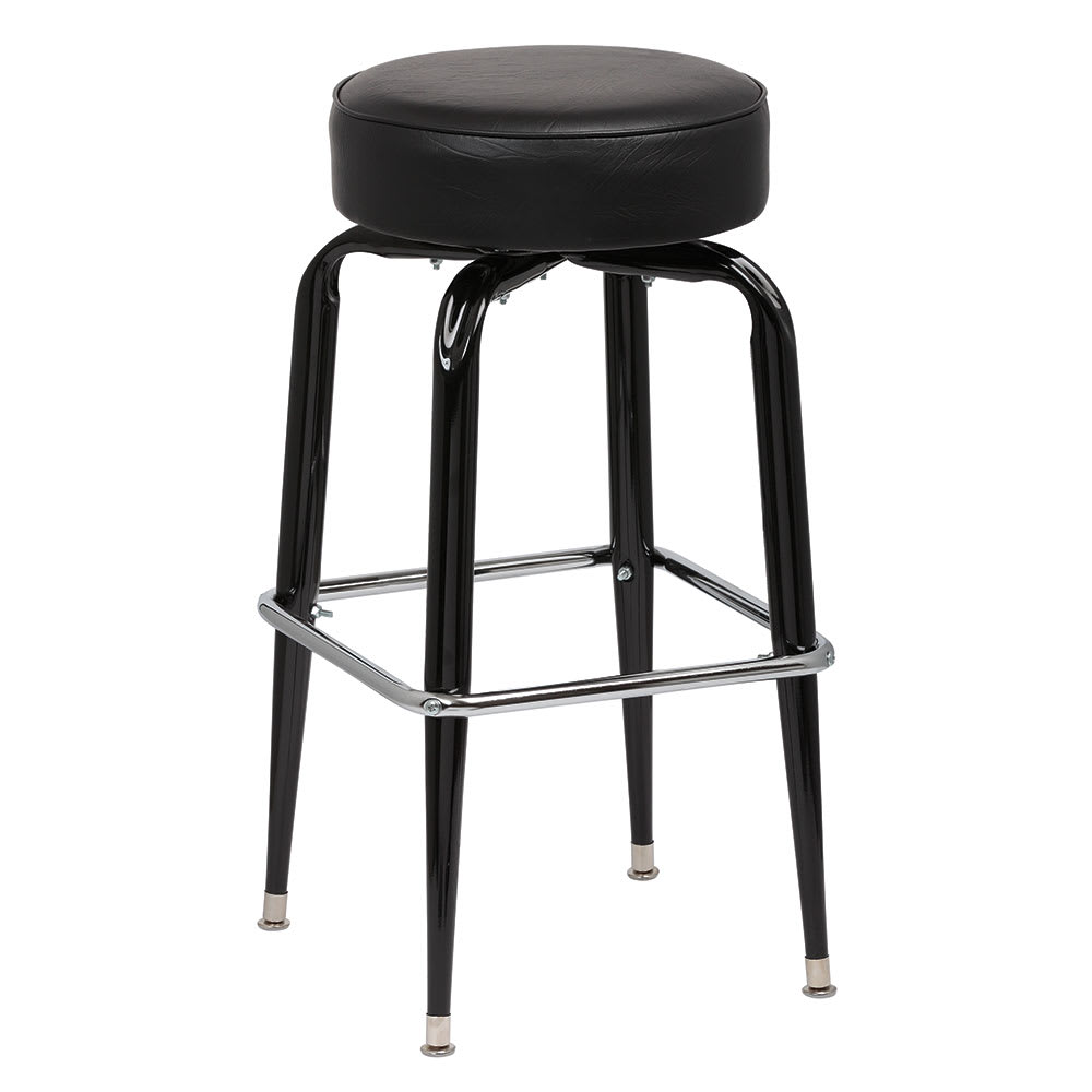 Royal Industries Backless Bar Stool w/ Black Vinyl Seat, Black (ROY 7723 B)