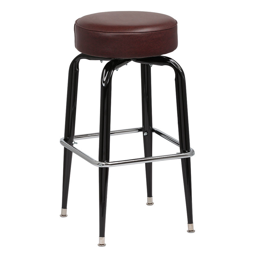 Royal Industries Backless Bar Stool w/ Brown Vinyl Seat, Black (ROY 7723 BRN)
