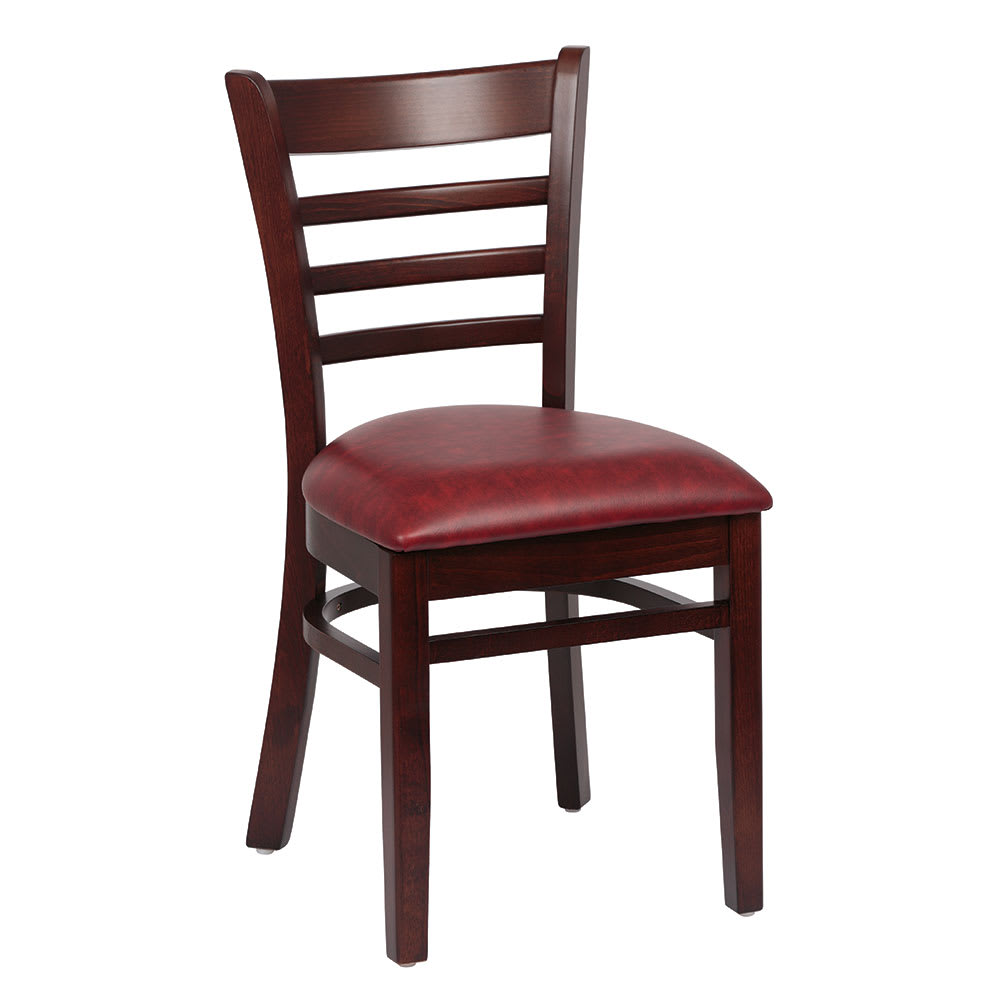 Royal Industries Side Chair w/ Ladder Back & Crimson Vinyl Seat - Beechwood Frame, Walnut Finish (ROY 8001 W CRM)