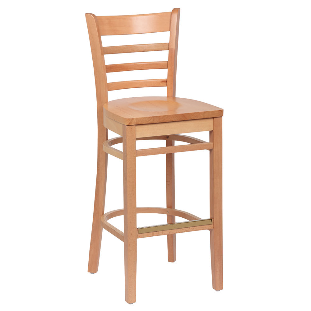 Royal Industries Bar Stool w/ Ladder Back & Wood Seat, Natural Wood (ROY 8002 N)