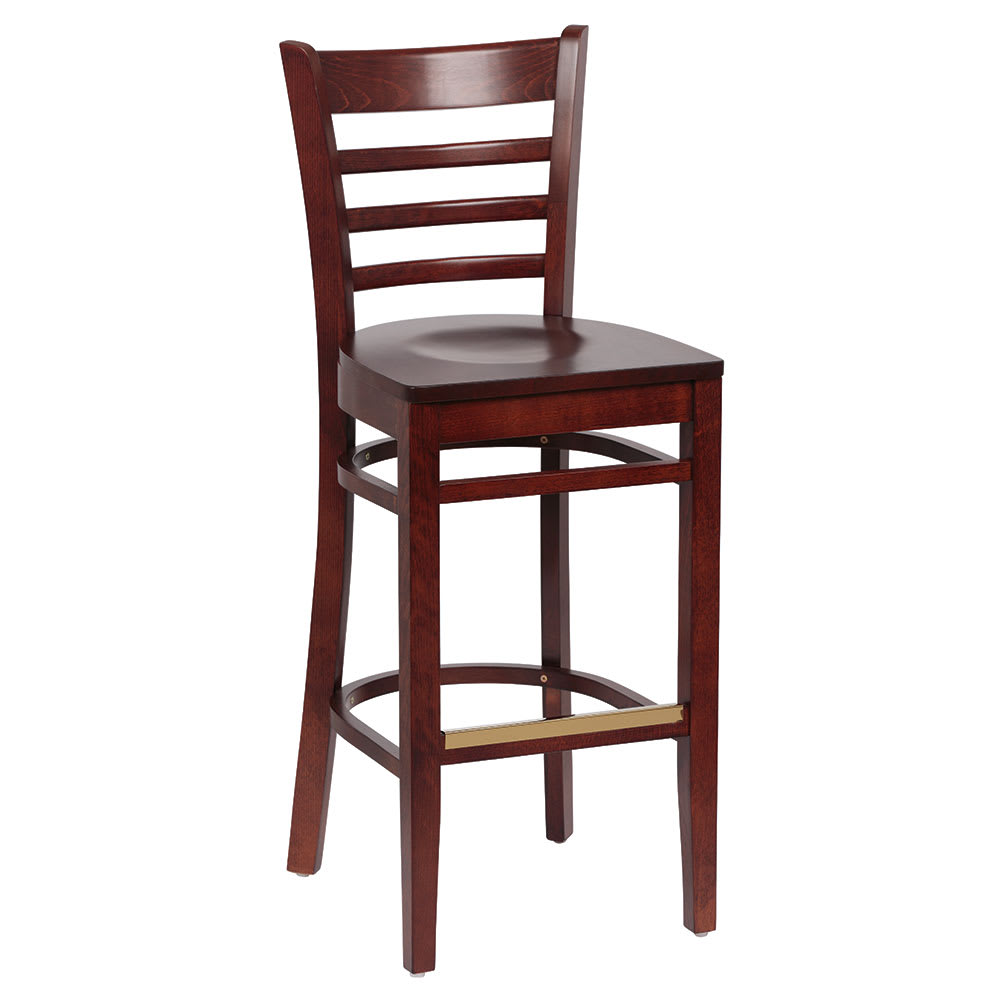 Royal Industries Bar Stool w/ Ladder Back & Wood Seat, Walnut (ROY 8002 W)