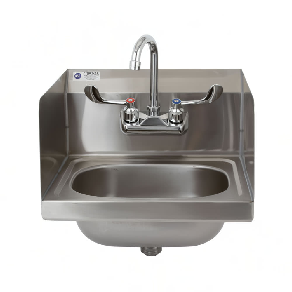 Royal Industries Wall Mount Commercial Hand Sink w/ 12 3/4"L x 10"W x 6"D Bowl, Side Splashes (ROYHSW15SP)