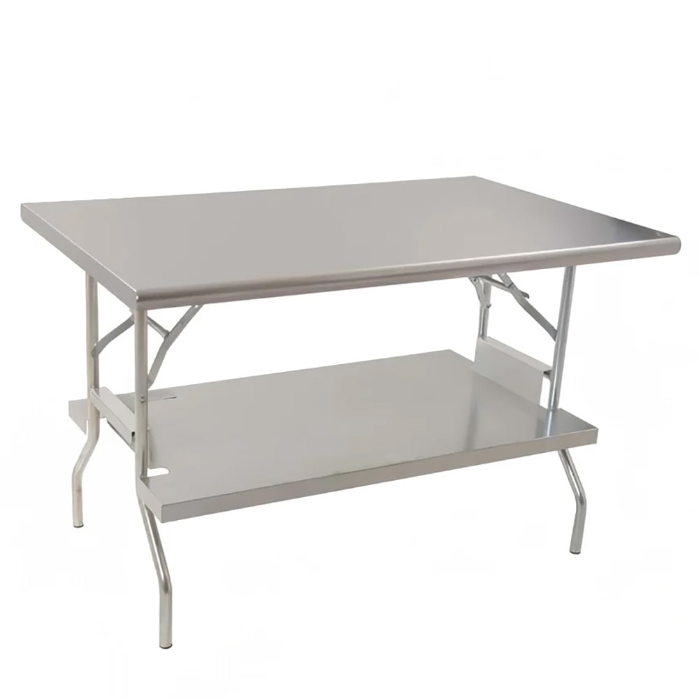 Royal Industries 72" 18 ga Folding Work Table w/ Undershelf & 430 Series Stainless Flat Top (ROY WTFS 2472)