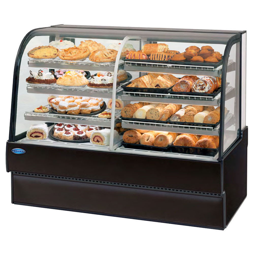 Federal CGR5948DZ 59" Full Service Bakery Case w/ Curved Glass - (4) Levels, 120v