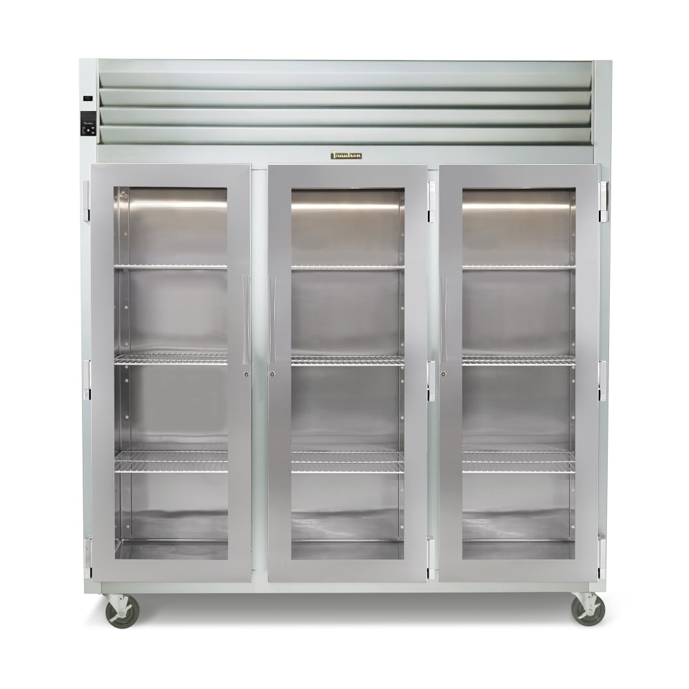 Traulsen G32002 76" Three Section Reach In Refrigerator, (6) Right Hinge Glass Doors, 115v
