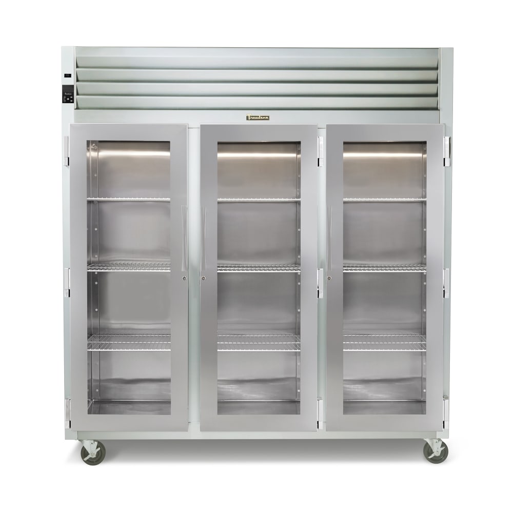 Traulsen G32003 76" Three Section Reach In Refrigerator, (6) Left Hinge Glass Doors, 115v