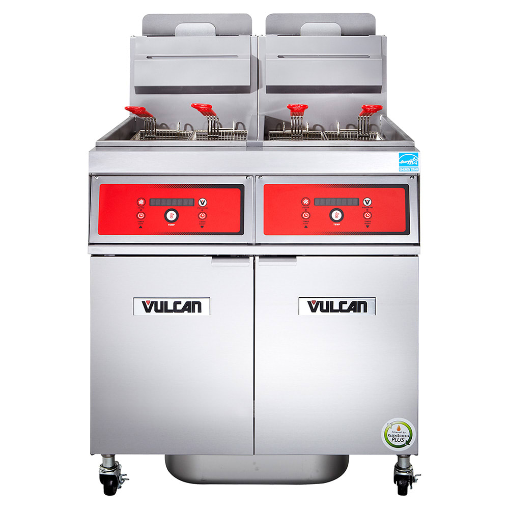 Vulcan 2VK45AF Gas Fryer - (2) 50 lb Vats, Floor Model, Liquid Propane