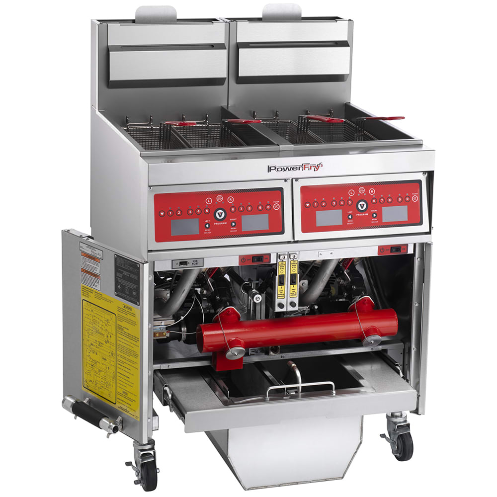Vulcan 2VK45CF Gas Fryer - (2) 50 lb Vats, Floor Model, Natural Gas