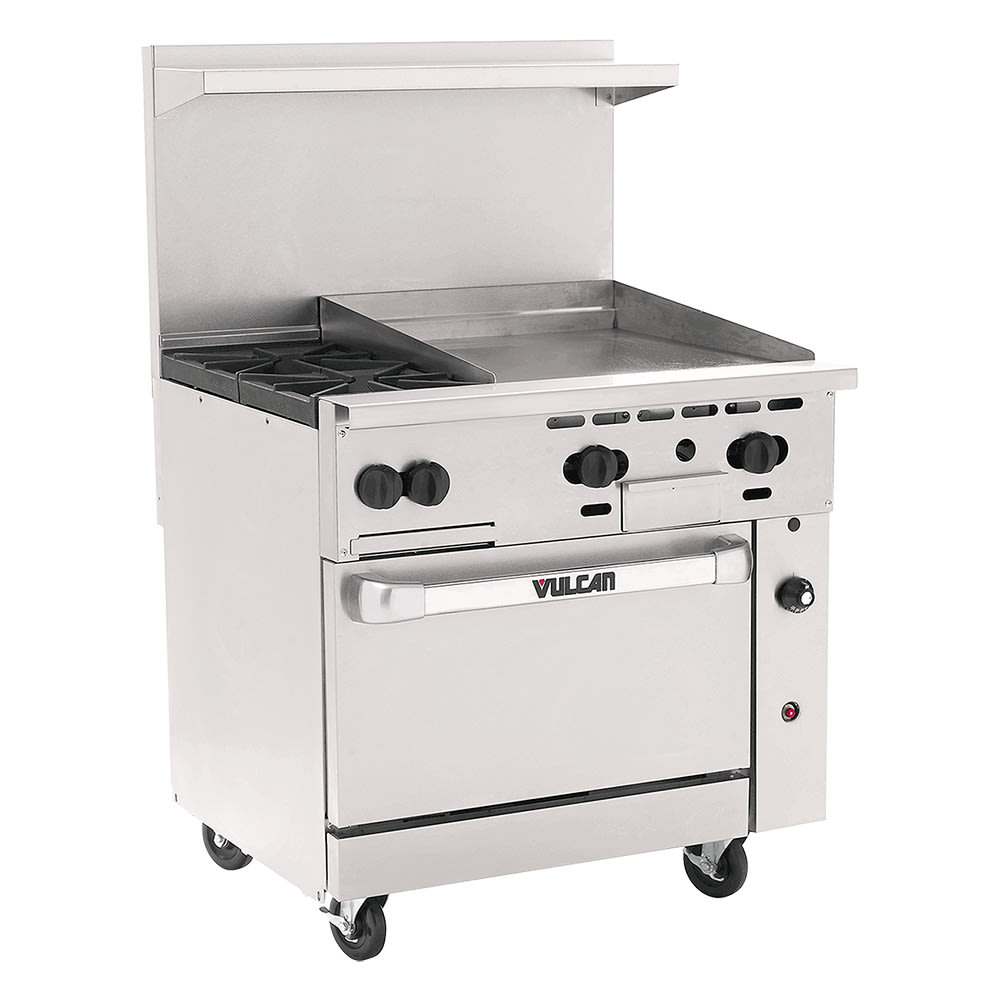 Vulcan 36C-2B24GT 36" 2 Burner Gas Range w/ Griddle & Convection Oven, Liquid Propane