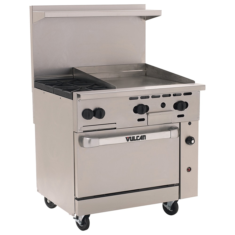 Vulcan 36S-2B24G 36" 2 Burner Gas Range w/ Griddle & Standard Oven, Natural Gas