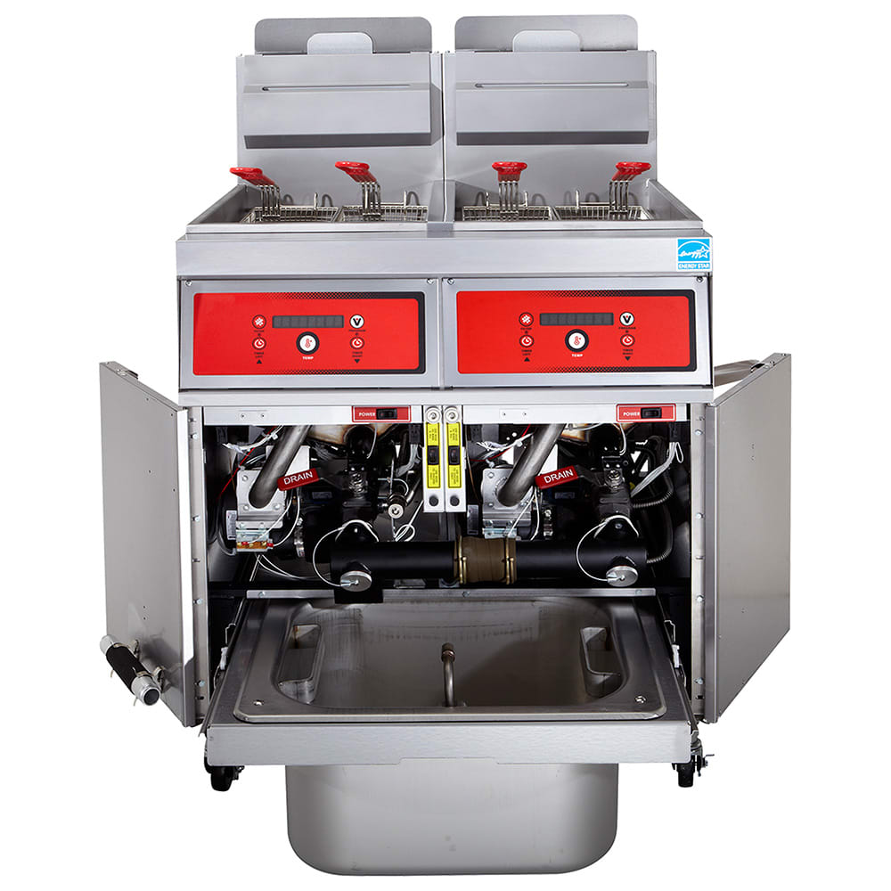 Vulcan 3VK85AF Gas Fryer - (3) 90 lb Vats, Floor Model, Natural Gas