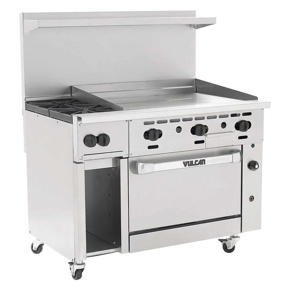 Vulcan 48S-2B36G 48" 2 Burner Gas Range w/ Griddle & Standard Oven, Natural Gas