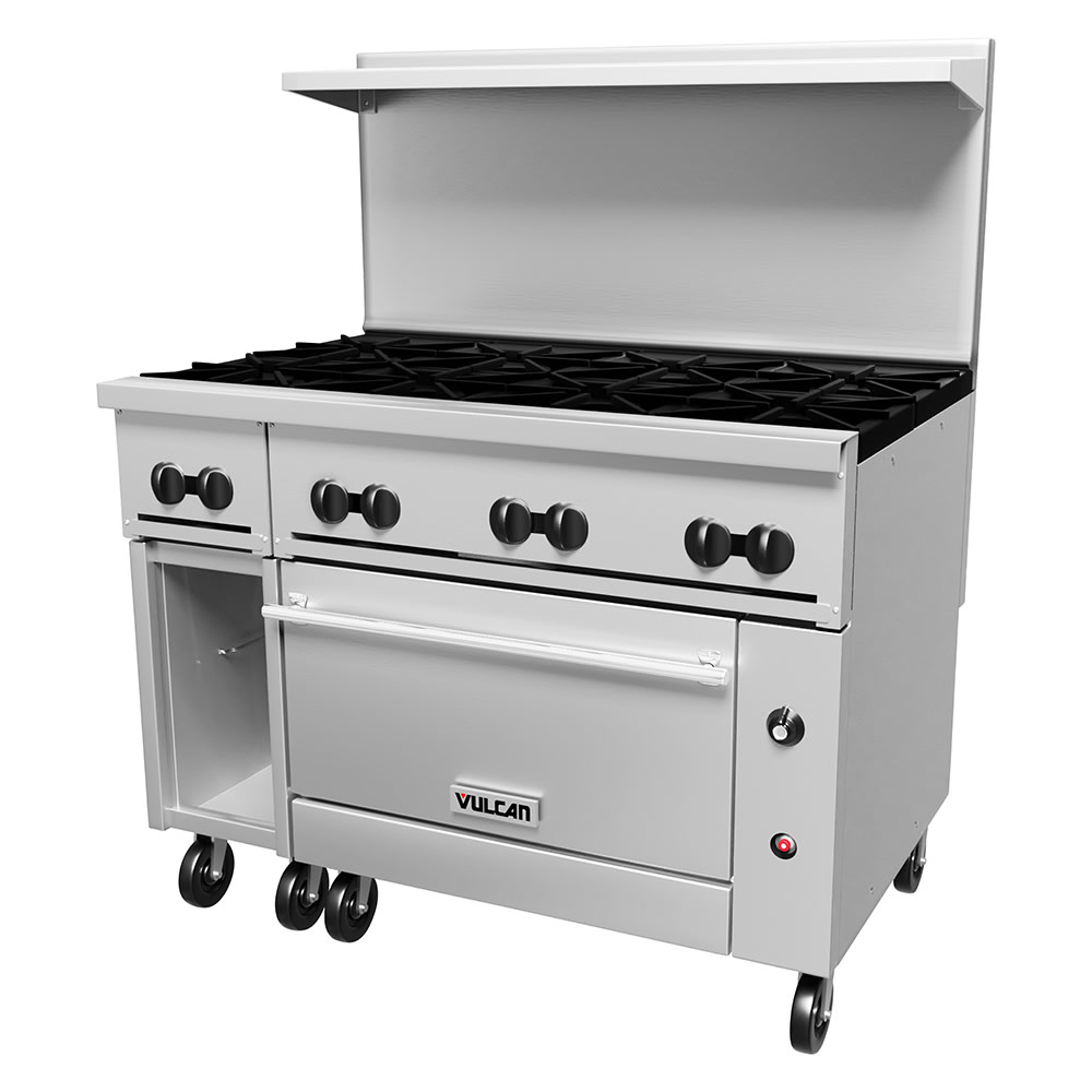 Vulcan 48S-8B 48" 8 Burner Gas Range w/ Standard Oven & Storage Base, Liquid Propane