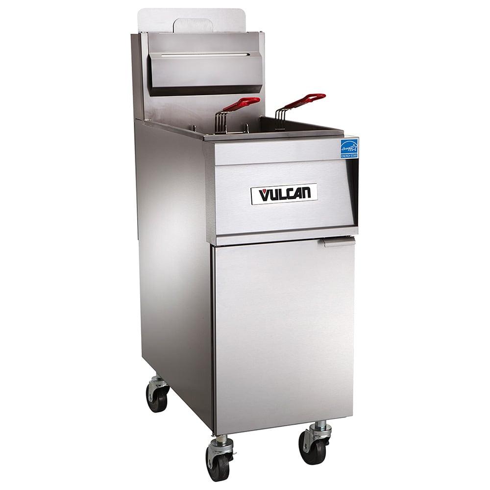 Vulcan 4TR45CF Gas Fryer - (4) 50 lb Vats, Floor Model, Natural Gas