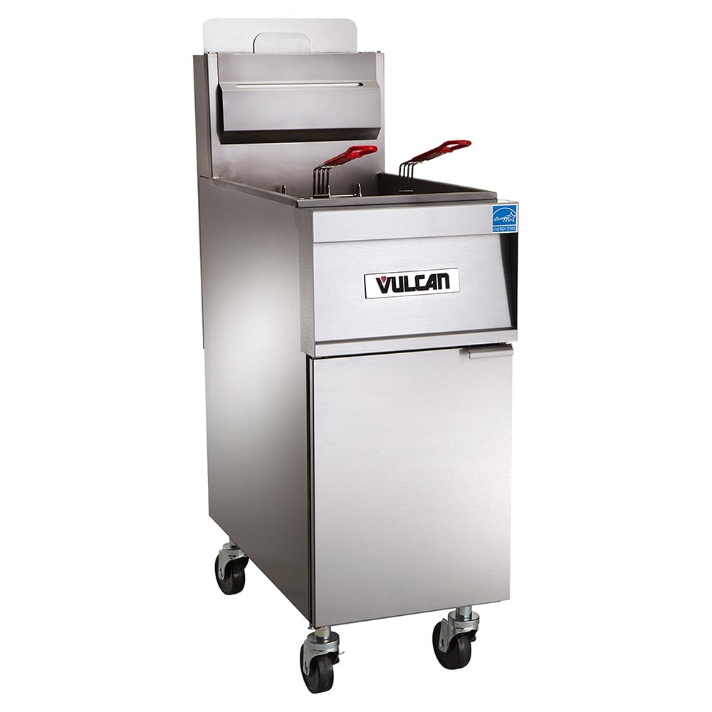 Vulcan 4TR85DF Gas Fryer - (4) 90 lb Vats, Floor Model, Natural Gas