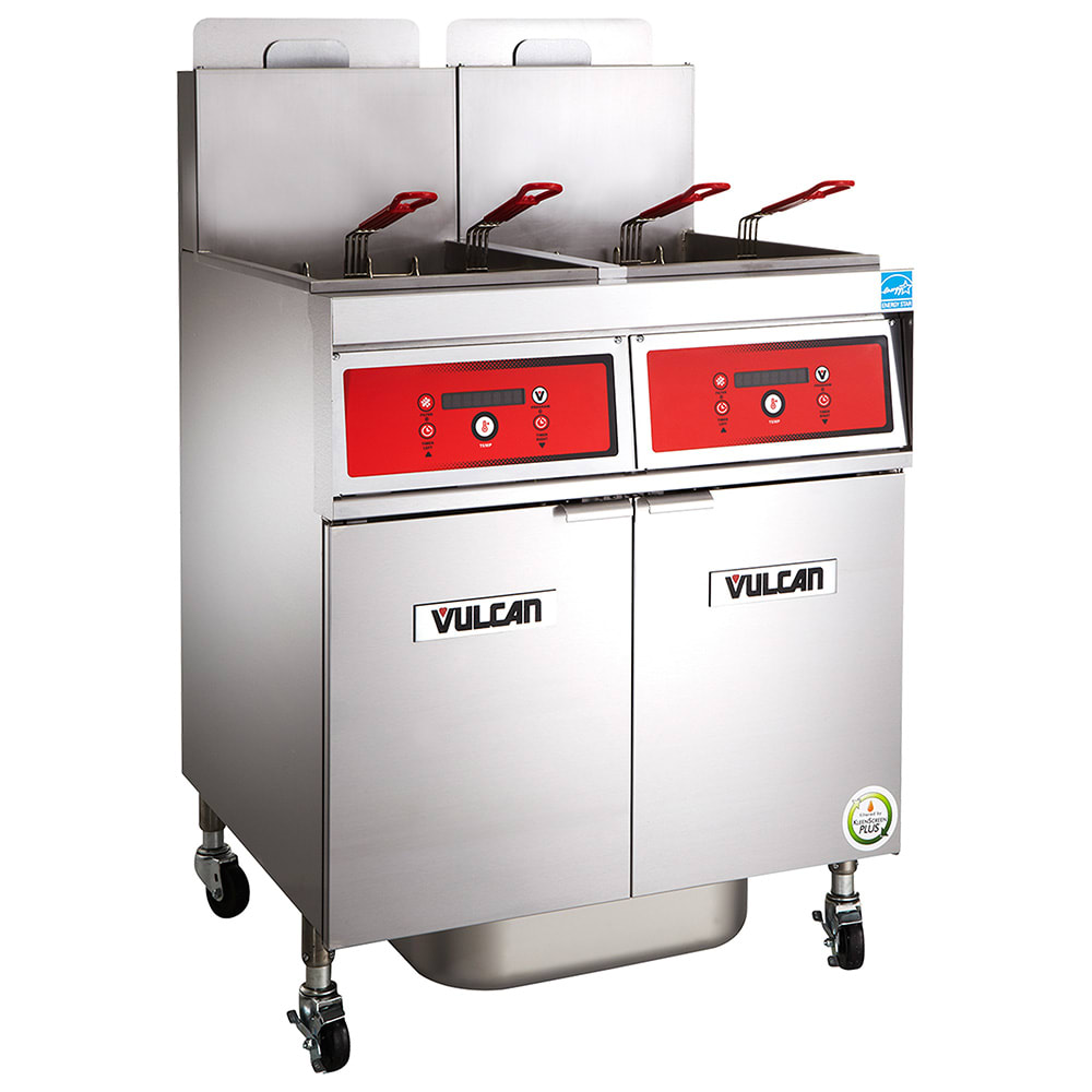 Vulcan 4VK45AF Gas Fryer - (4) 50 lb Vats, Floor Model, Natural Gas