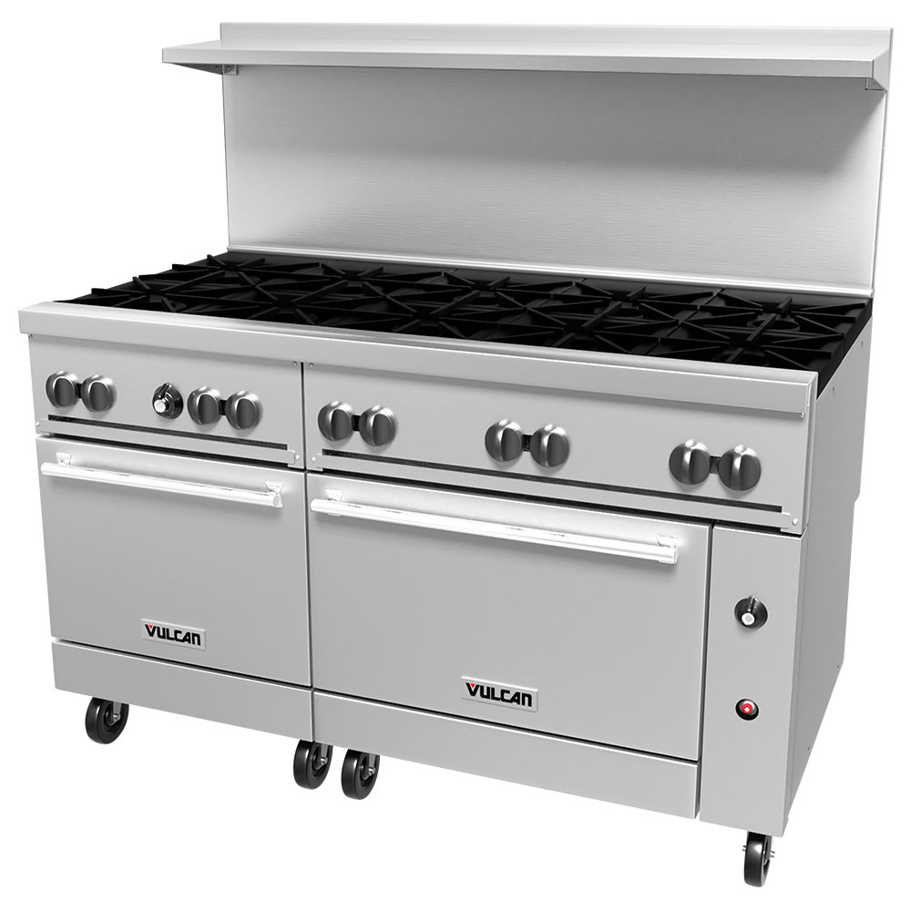 Vulcan 60SS-10B 60" 10 Burner Gas Range w/ (2) Standard Ovens, Natural Gas