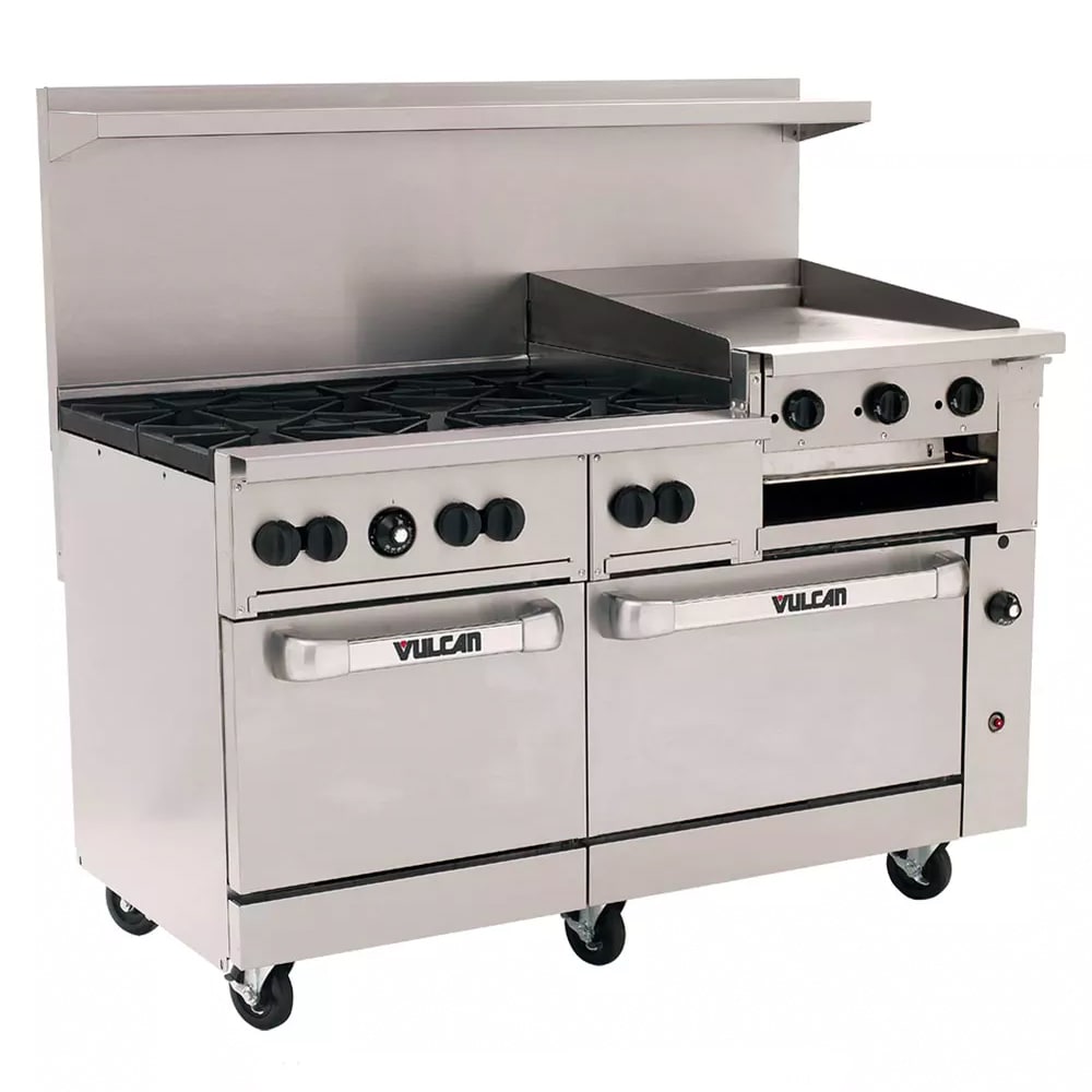Vulcan 60SS-6B24GB 60" 6 Burner Gas Range w/ Griddle/Broiler & (2) Standard Ovens, Natural Gas
