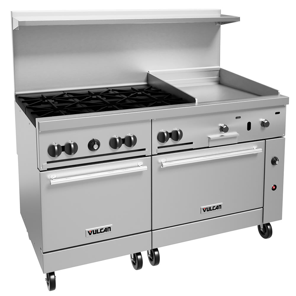 Vulcan 60SS-6B24G 60" 6 Burner Gas Range w/ Griddle & (2) Standard Ovens, Natural Gas