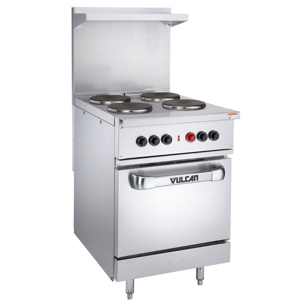Vulcan EV24S-4FP480 24" EV Series Electric Range w/ (4) French Hot Plates, 480v/1ph/3ph