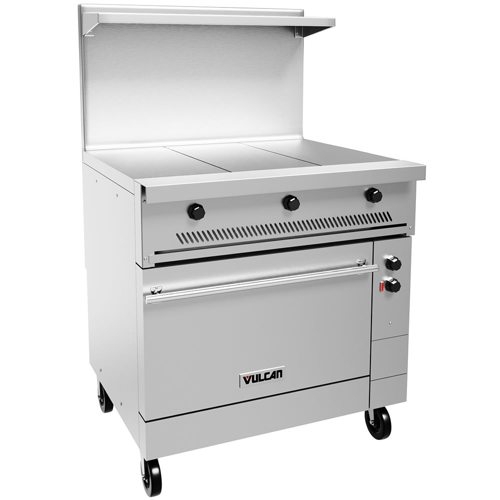 Vulcan EV36S-3HT208 36" EV Series Electric Range w/ (3) Hot Tops, 208v/1ph/3ph