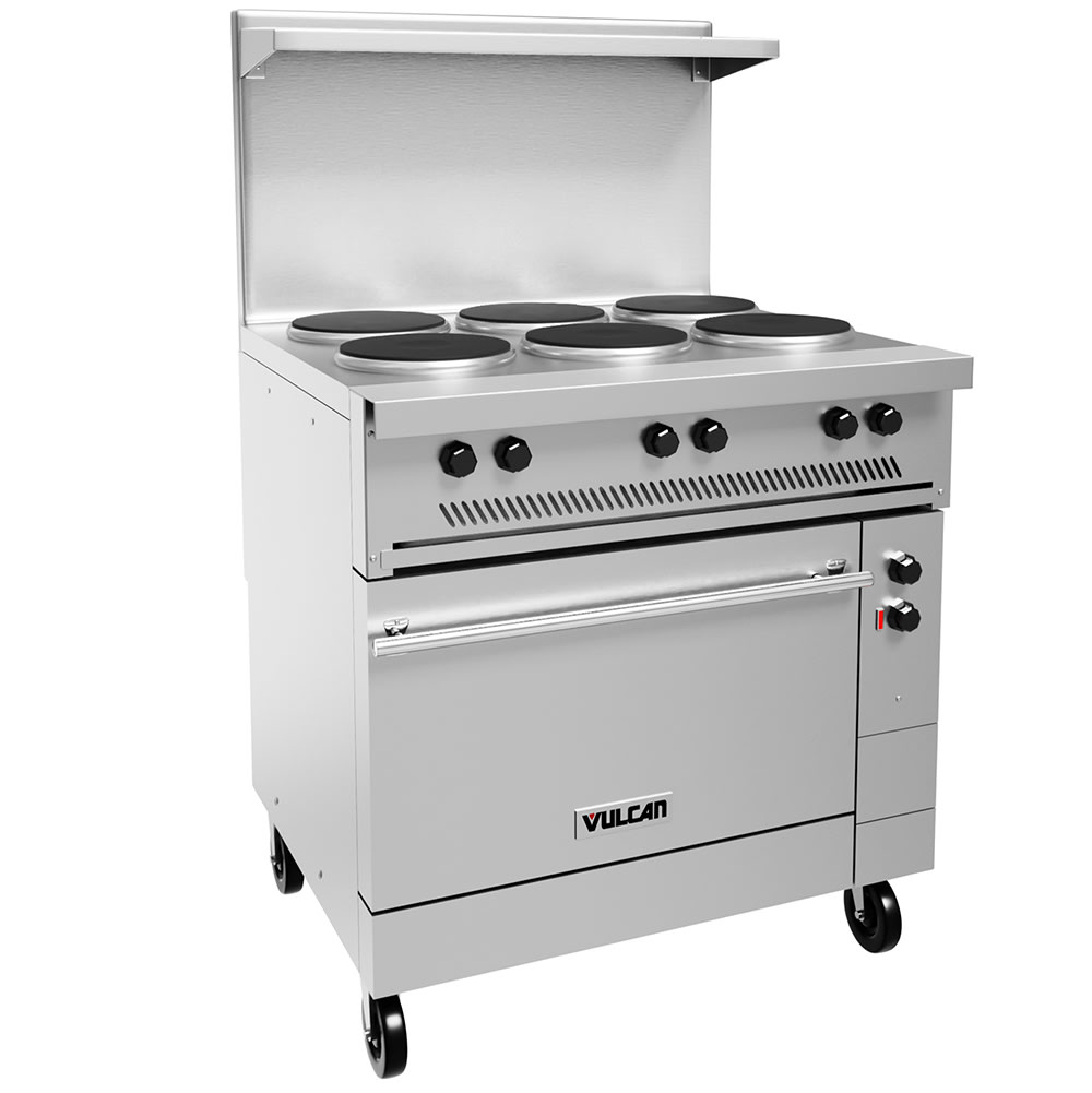 Vulcan EV36S-6FP480 36" EV Series Electric Range w/ (6) French Hot Plates, 480v/1ph/3ph