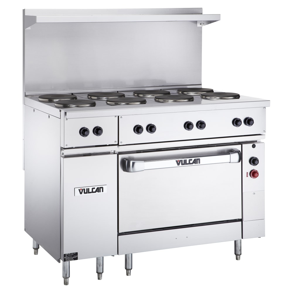 Vulcan EV48S-8FP240 48" EV Series Electric Range w/ (8) French Hot Plates, 240v/1ph/3ph