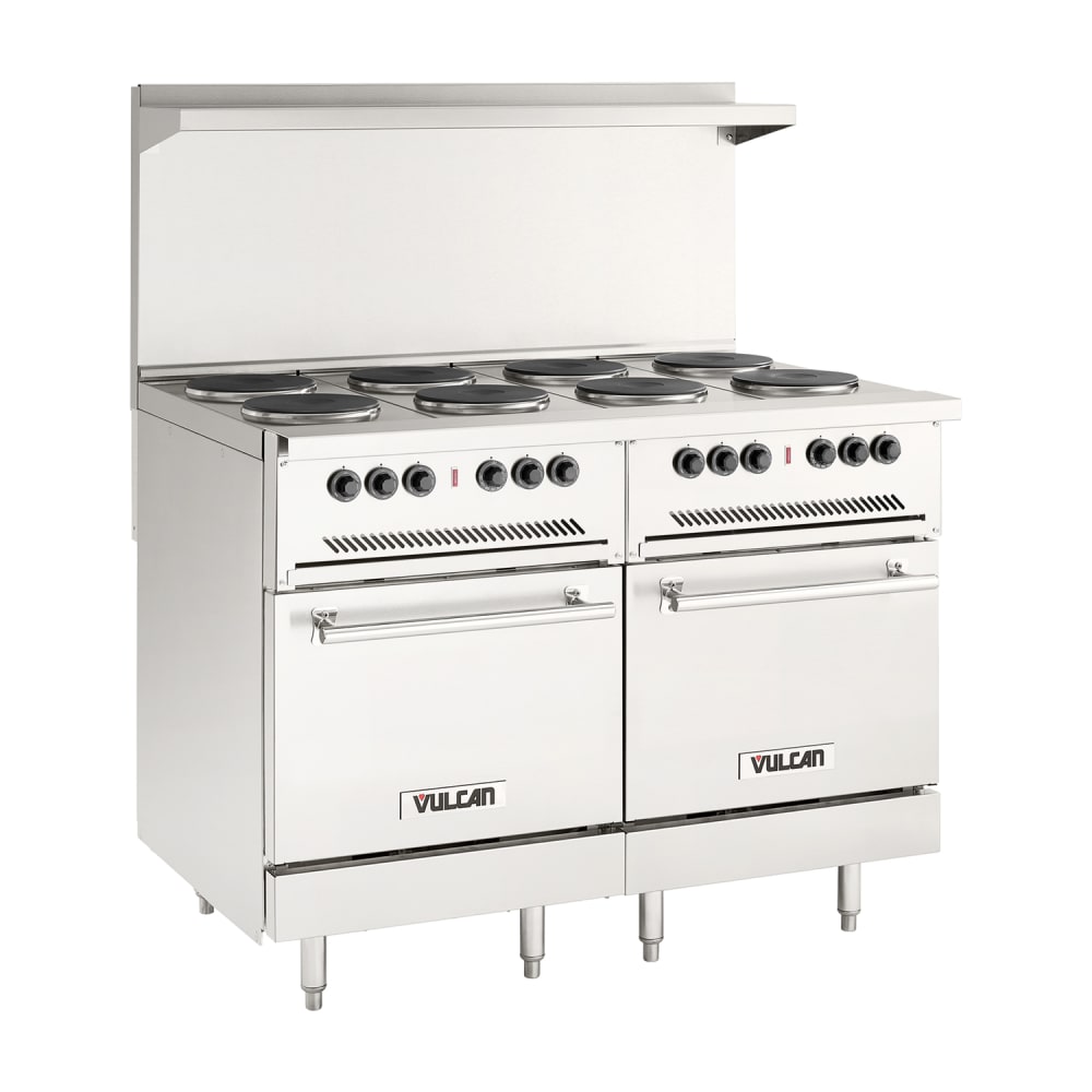 Vulcan EV48SS-8FP480 48" EV Series Electric Range w/ (8) French Hot Plates, 480v/1ph/3ph