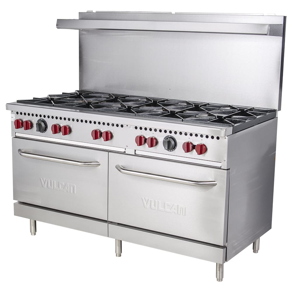 Vulcan SX60-10BN 60" 10 Burner Gas Range w/ (2) Standard Ovens, Natural Gas