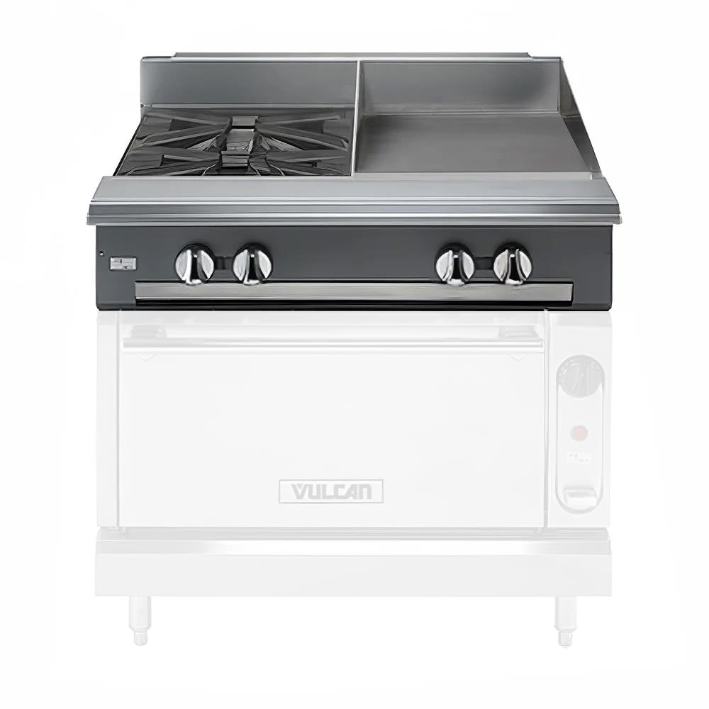 Vulcan V2BG18 36" 2 Burner Gas Range Top w/ Griddle - Modular, Natural Gas